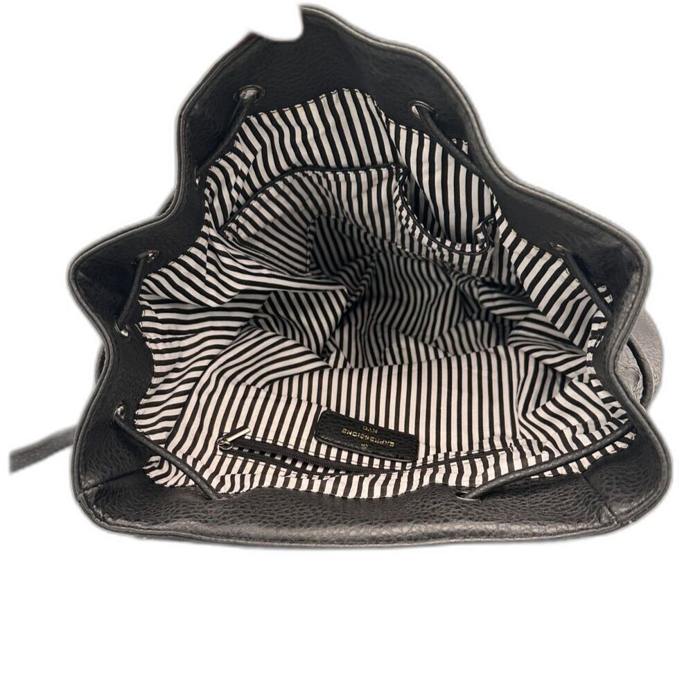 Expressions NYC Black Vegan Leather Backpack w/ Gunmetal Chain Detail NWOT - Picture 10 of 12
